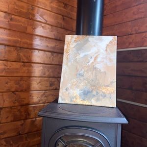 Gold, grey, white, tan marble painting
